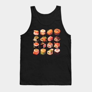 Cute Sushi Anime Food Pixel Art Tank Top